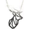 [P5816] - Handmade Silver 'Origami' Necklace (deer) - 15x10 Mm