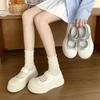 Round Head Fashionable Versatile Platform White Shoes Women's New Spring and Summer Shallow Mouth Mary Jane Shoes Heightening Low-top Board Shoes