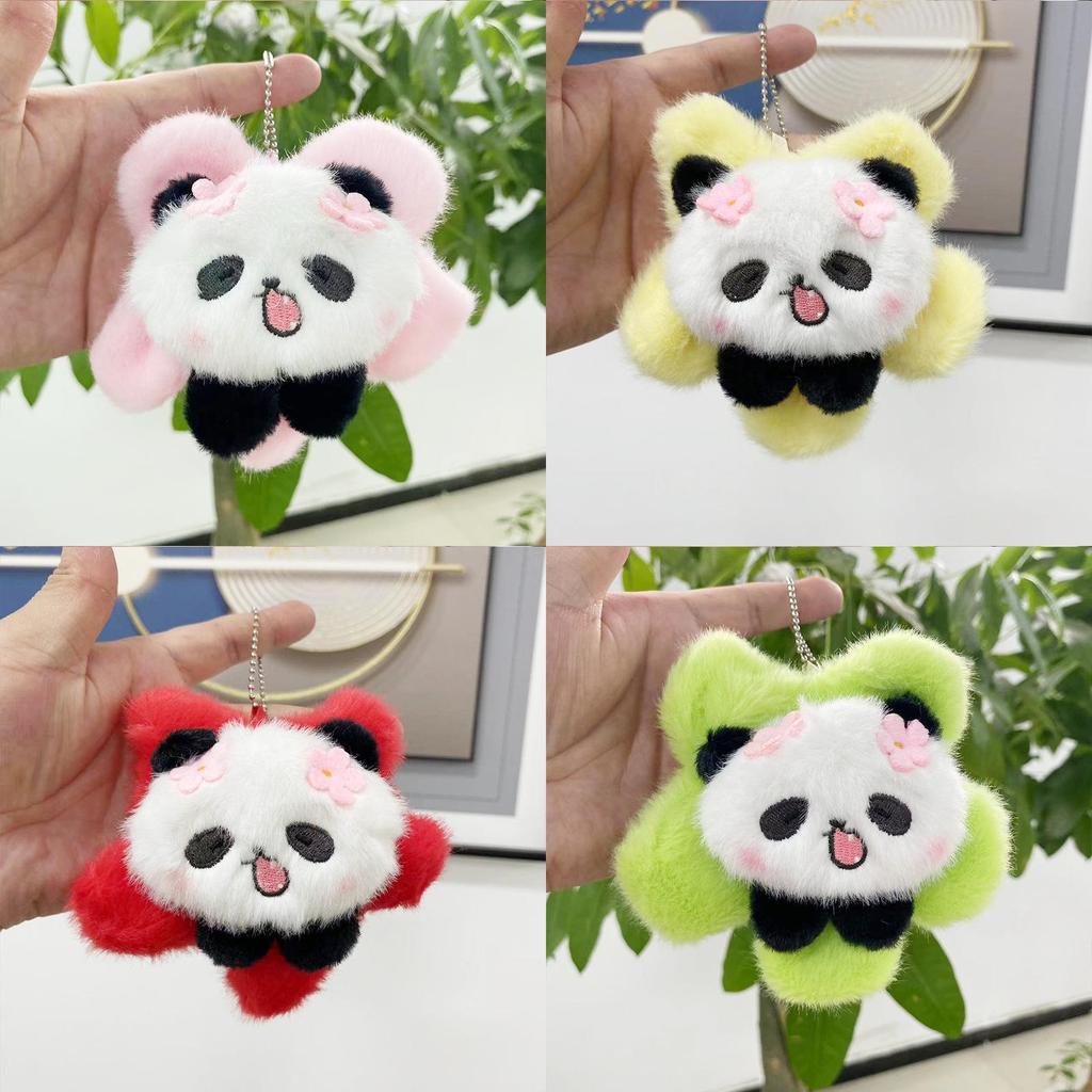 Colorful Panda Sunflower Plush Keychain Doll For Trendy Bag Charms And Gifts