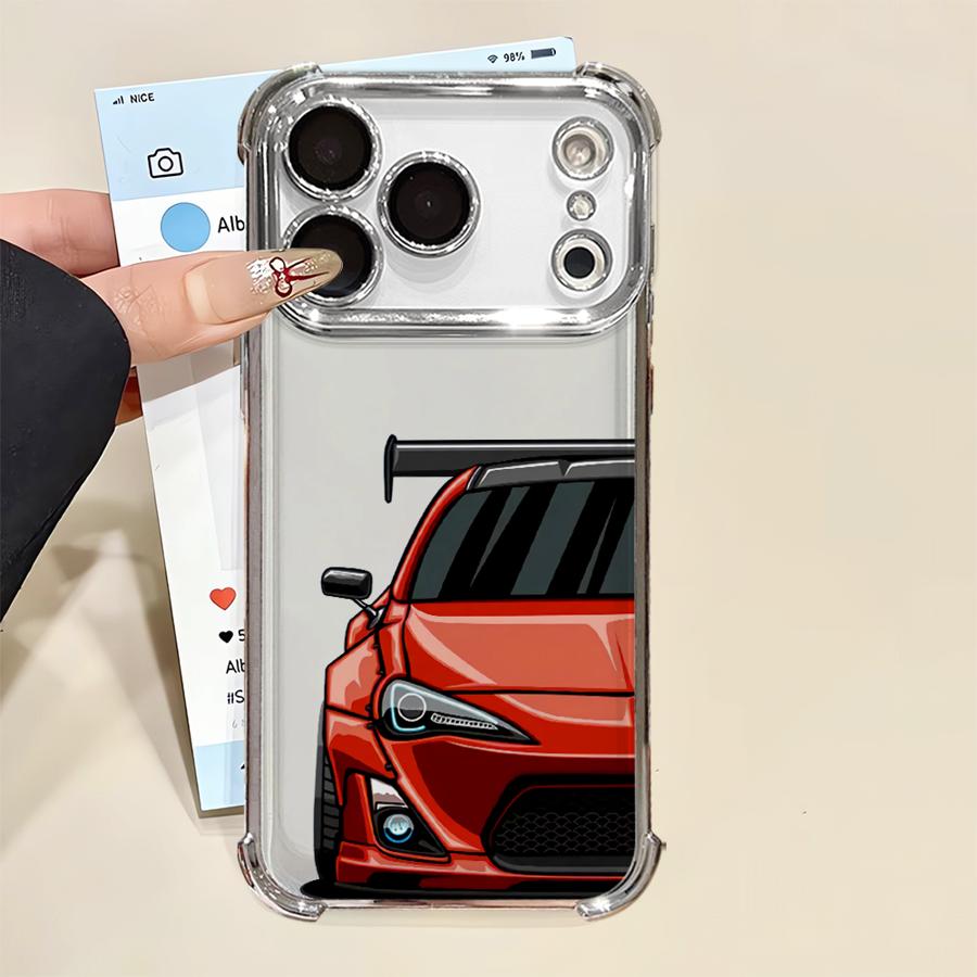 Чехол для телефона Apple iPhone 17 Air 13 12 11 Pro Max 16 15 14 Plus 16e Прозрачный чехол Японский JDM Дрифт-автомобиль