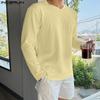 INCERUN Men Spring Long Sleeve Texture Tops Casual Loose Solid Pullovers