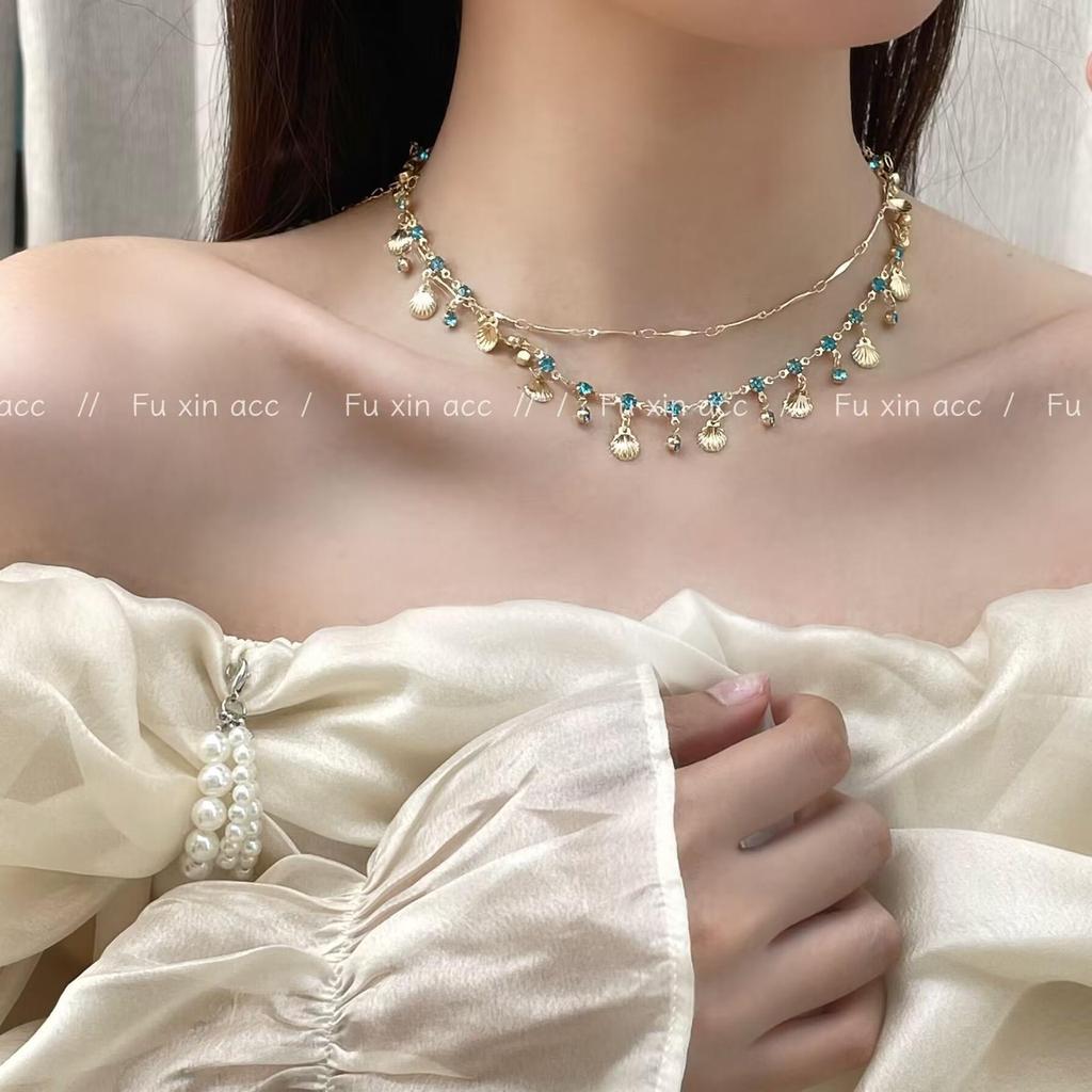 Комплект из ожерелья и браслета Blue Love Seashell для женщин — элегантный, модный, уникальный дизайн, ювелирные изделия высокого качества.