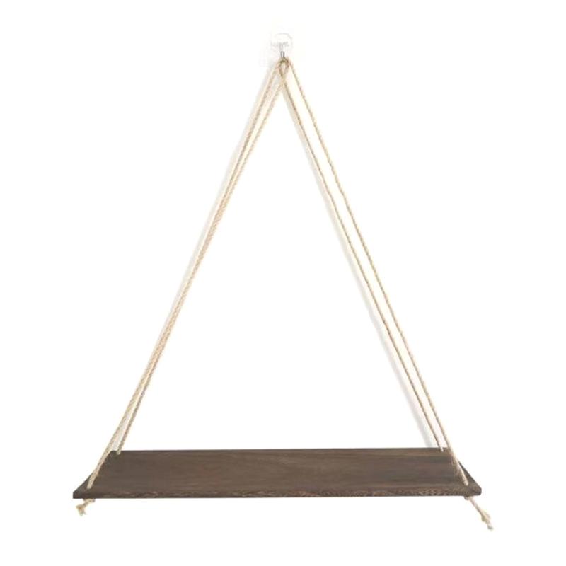 Hanging Wood Shelves Adjustable Cotton Rope Natural Light Wood Finish Wall Decor for Small Space Organization Use
