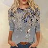 Women's Fashion Casual Round Neck Long Sleeve  Printed T-Shirt Top T-Shirts Women’s
