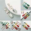 Glass Drill Fashion Color Earrings Drop-Shaped Rhinestone Stud Shiny Women