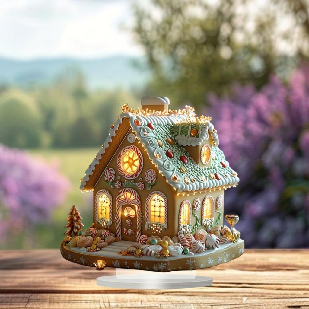 A 2d Multi-Functional British-Style Decorative OfficeCafe Desktop Gingerbread House