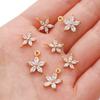 Copper Five-petaled Flowers Charms Pendants DIY For Women Earring Making Supplies