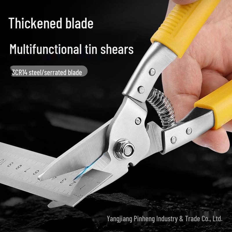 Heavy Duty Tin Snips - Multifunctional Dragon Bone Shears for PVC, Wire, Ducts, and Steel Strip Cutting
