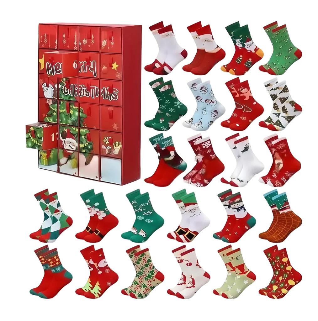 3D 24 Pairs Christmas Socks Advent Calendar Christmas Socks Gift For Xmas Party Gifts ,Random Pattern,
