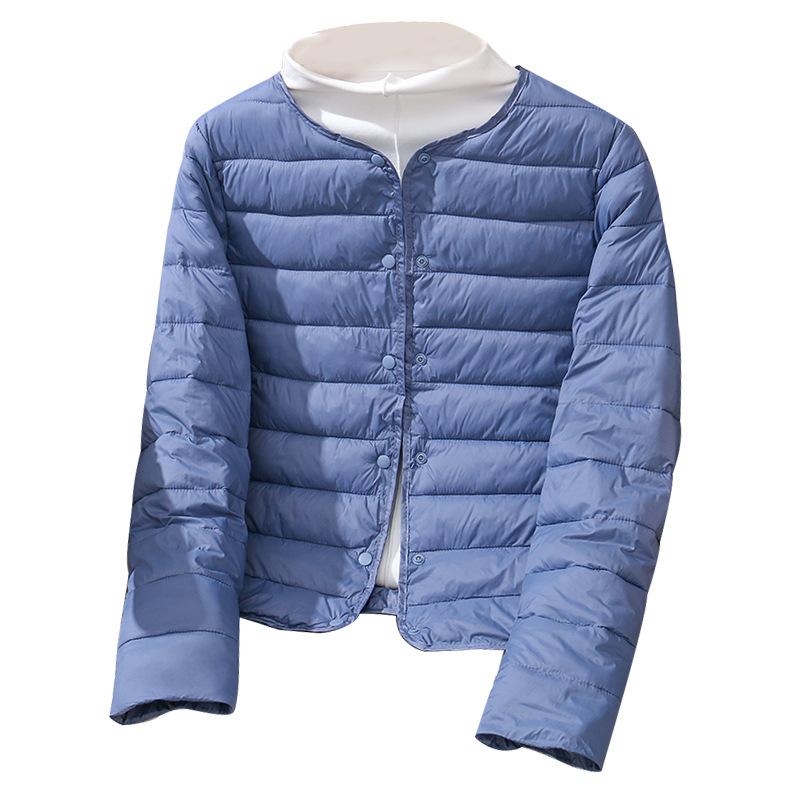 Lightweight Down Cotton Jacket, Women's, Short, Autumn and Winter, Inner Lining Cotton Jacket, Round Neck, V-neck, Two-piece Cotton Jacket, Outerwear