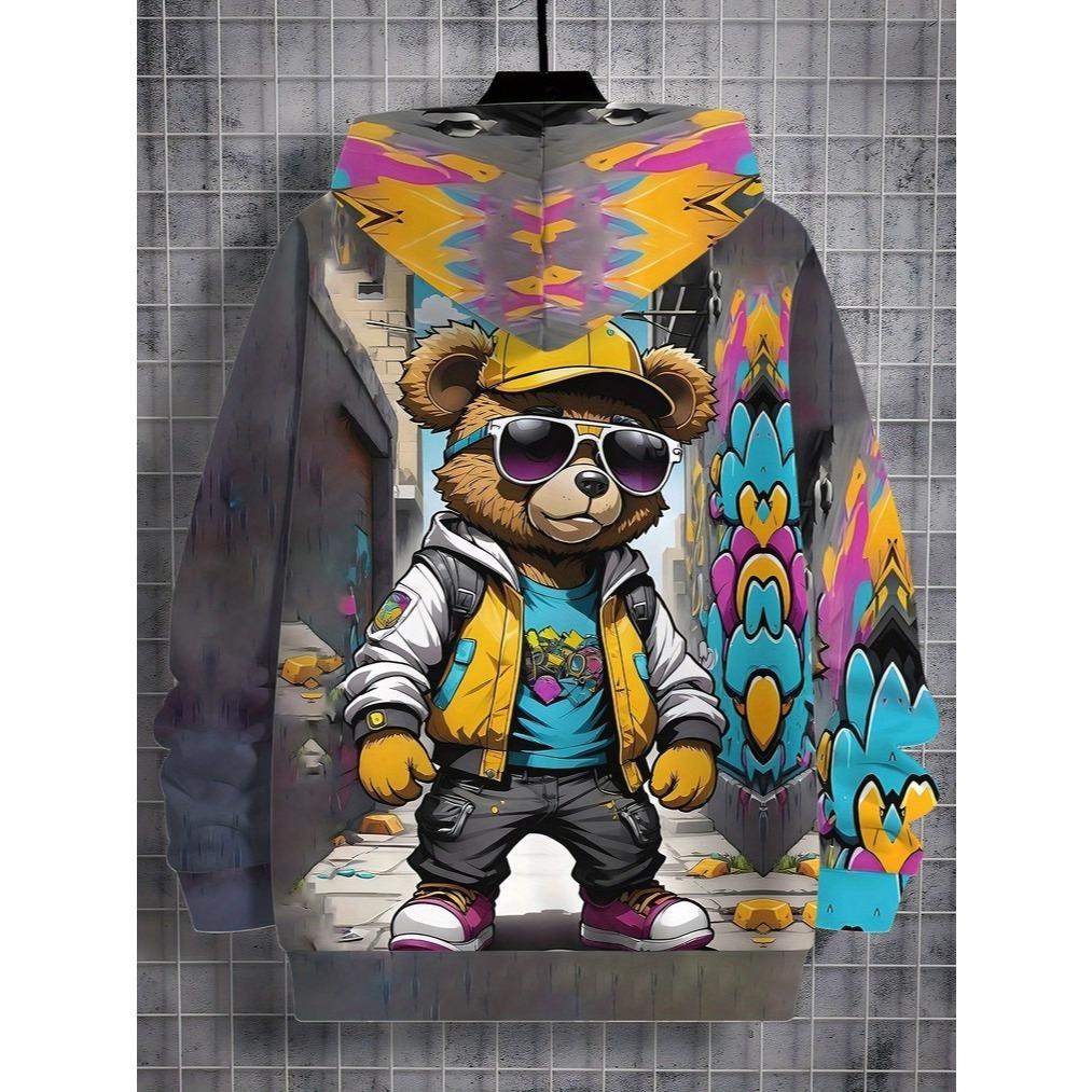 Толстовка с капюшоном для мальчиков с 3D цифровой печатью, эластичный повседневный пуловер, дизайн в стиле городского уличного стиля