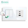 BSEED 1/2Gang Mechanical Light Switch 1Way With Fast Charging 65W USB C Socket Dual Typc-c Ports Glass Frame EU Standard