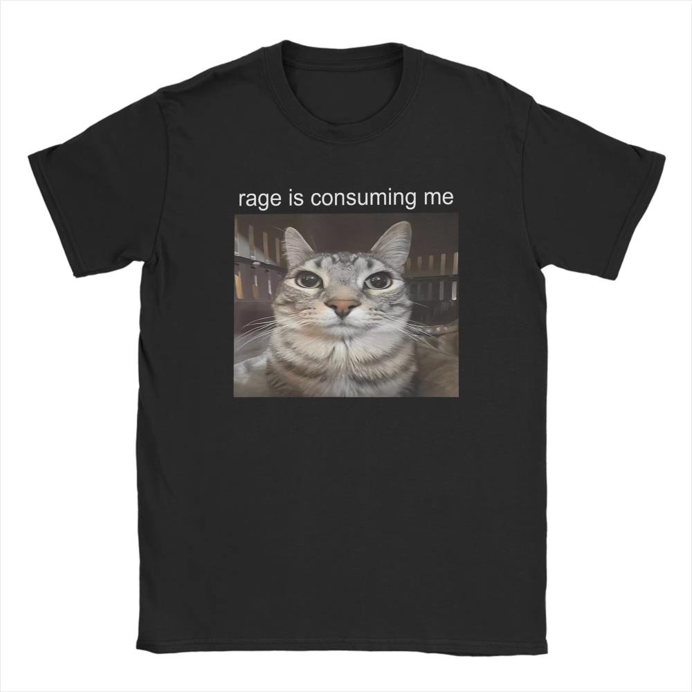Streetwear T Shirts Summer Rage Consumes Me Cat Leisure T Shirts Cotton Tshirt For Unisex Unisex Y2k Retro Cheap Print Short Sleeve