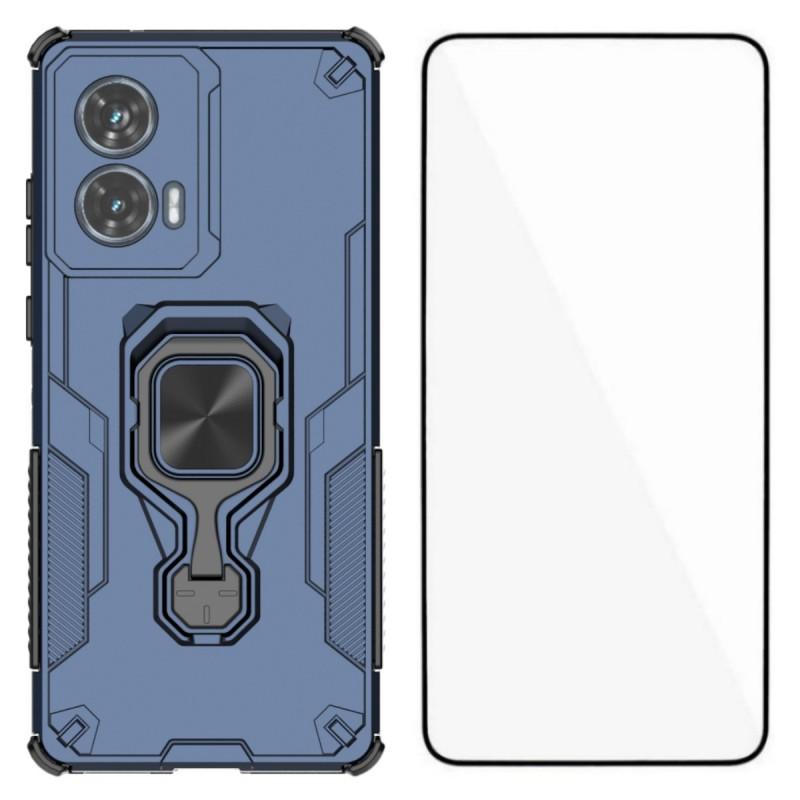 Чехол для телефона Motorola Edge 50 Fusion 5G WANLONFENG PC TPU Задняя крышка Подставка с закаленным стеклом