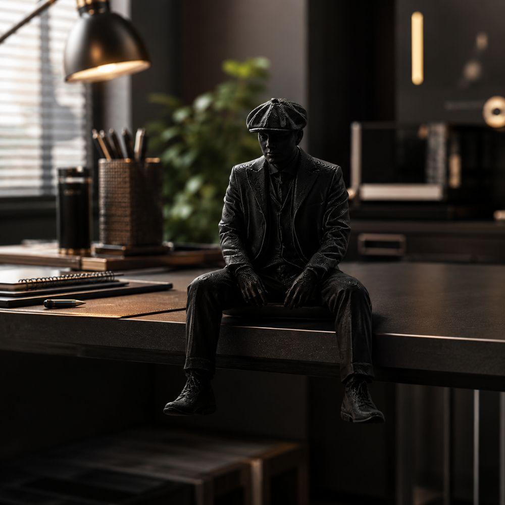 3D Printed Magician Statue Home Decoration Sitting Man Figurine Bookshelf Decor