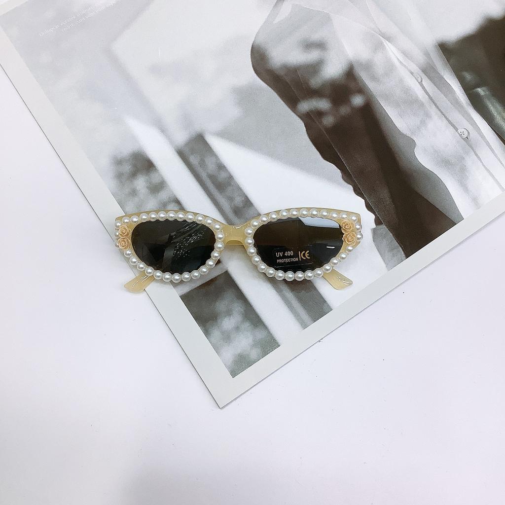 Детские модные солнцезащитные очки, солнцезащитные очки с защитой от ультрафиолета, милые детские самодельные жемчужины для мальчиков и девочек