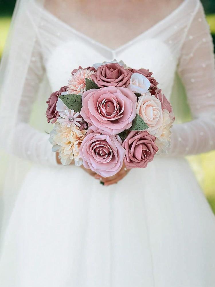 Шелковые цветы Искусственные цветы Комбинированные цветы Микс Розы Пионы со стеблями для самостоятельной свадьбы Свадебные букеты Украшения для стола на празднование рождения ребенка Домашний декор