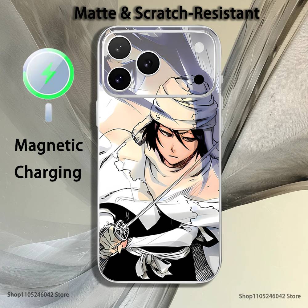 R-Rukia Anime-E KuchikiS For iPhone 17,16,15,14,13,12,11,Pro,Max,Plus Transparent White Phone Case Magnetic Wireless Charging