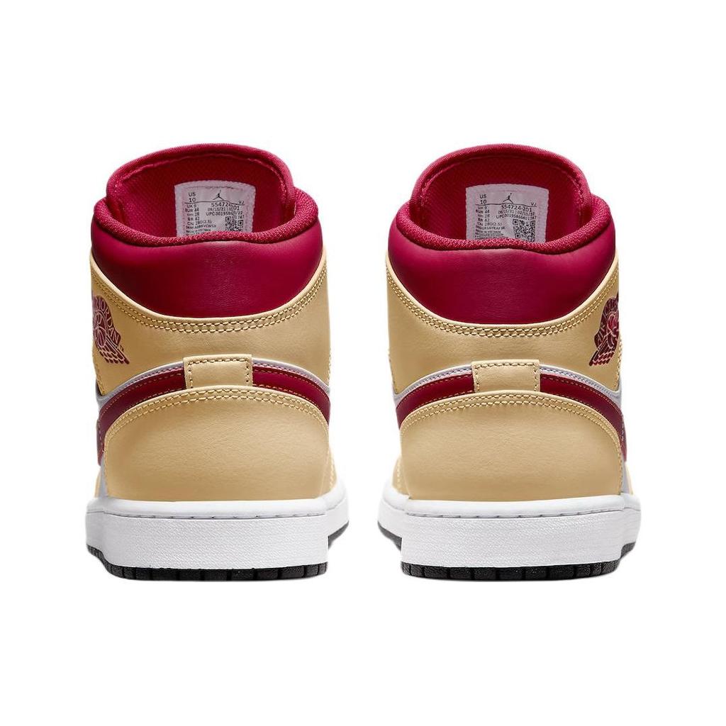 Air Jordan 1 Mid Light Curry Cardinal Red Мужские кроссовки Коричневый Белый-Белый Оникс 554724-201