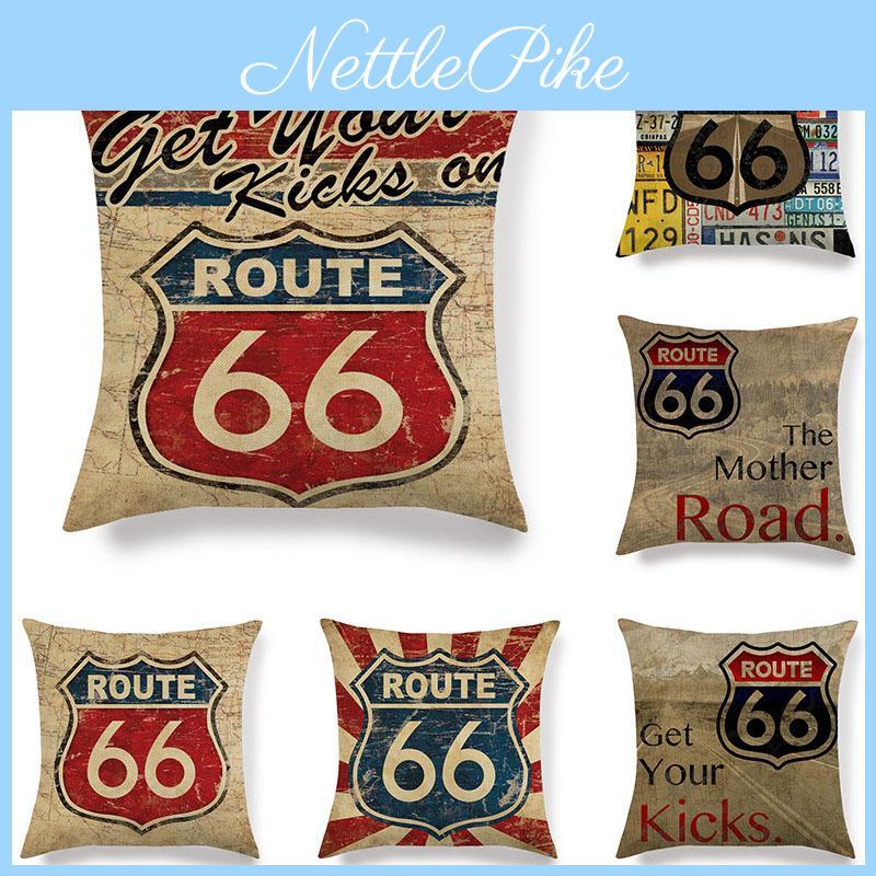 Удобная и декоративная наволочка Route 66 из качественного хлопко-льня