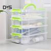Transparent 4-Layer Storage Container with Handle Large Capacity Multipurpose Crafts Supplies Sewing Utility Storage Bin Storage Organizer