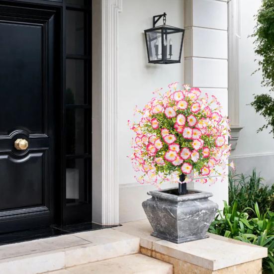 Faux Morning Glory Flowers Artificial Morning Glory Bush with Ground Spike Realistic Fake Greenery Shrubs for Farmhouse Porch Patio Decoration