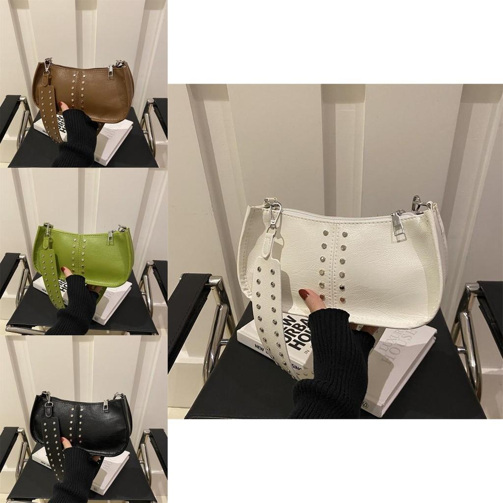 Pu Unique Leather Small Square Bag For Women With Casual Street Style And Fashionable Rivet Design