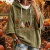 Women's Fall Winter Themed 3/4 Sleeve Sweatshirt Casual Pullover Top for Daily Wear