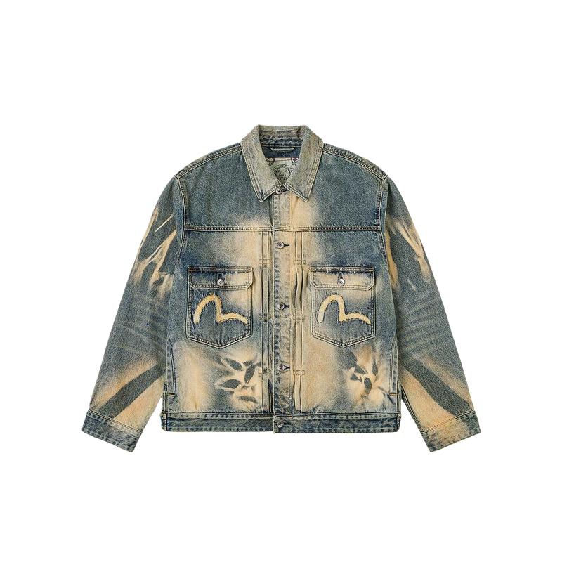 Evisu 2026 Spring Seagull Pattern Denim Jacket Men Jacket 2ESHTM6DJ1003RXDN