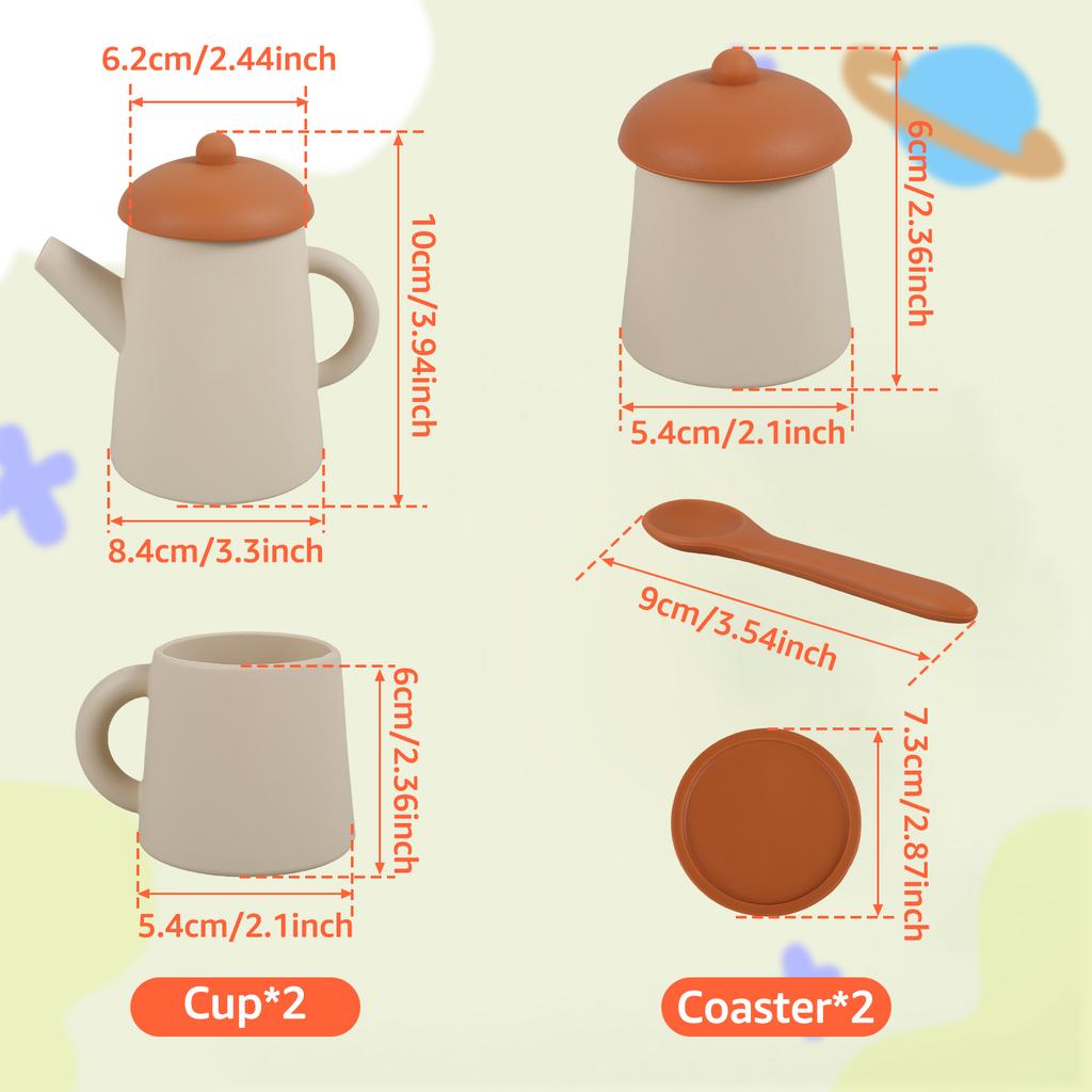 Wooden Children Montessori Toy Teapot Teacup Simulation Kitchen Utensil BPA Free Silicone Kid Education Pretend Play Toy Gift