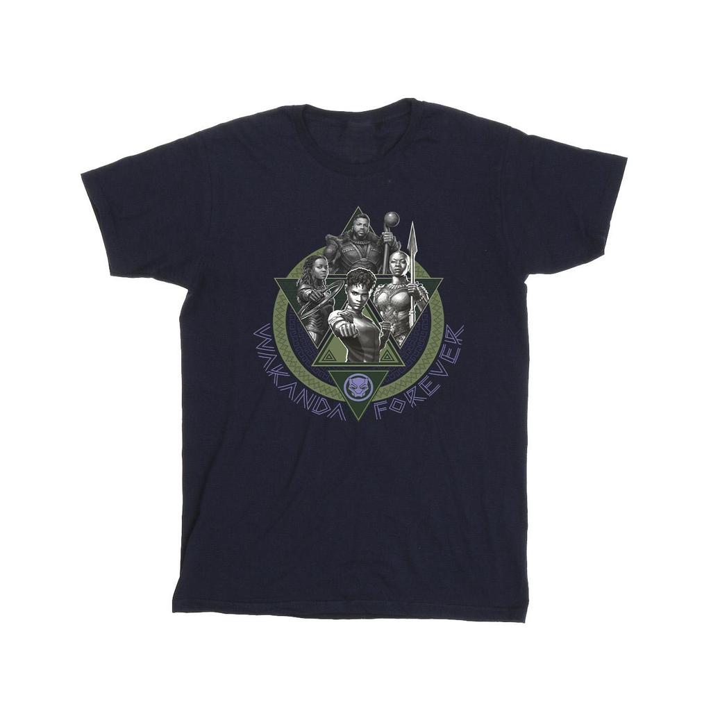 Marvel Mens Black Panther Wakanda Forever Group Ring Pose T-Shirt