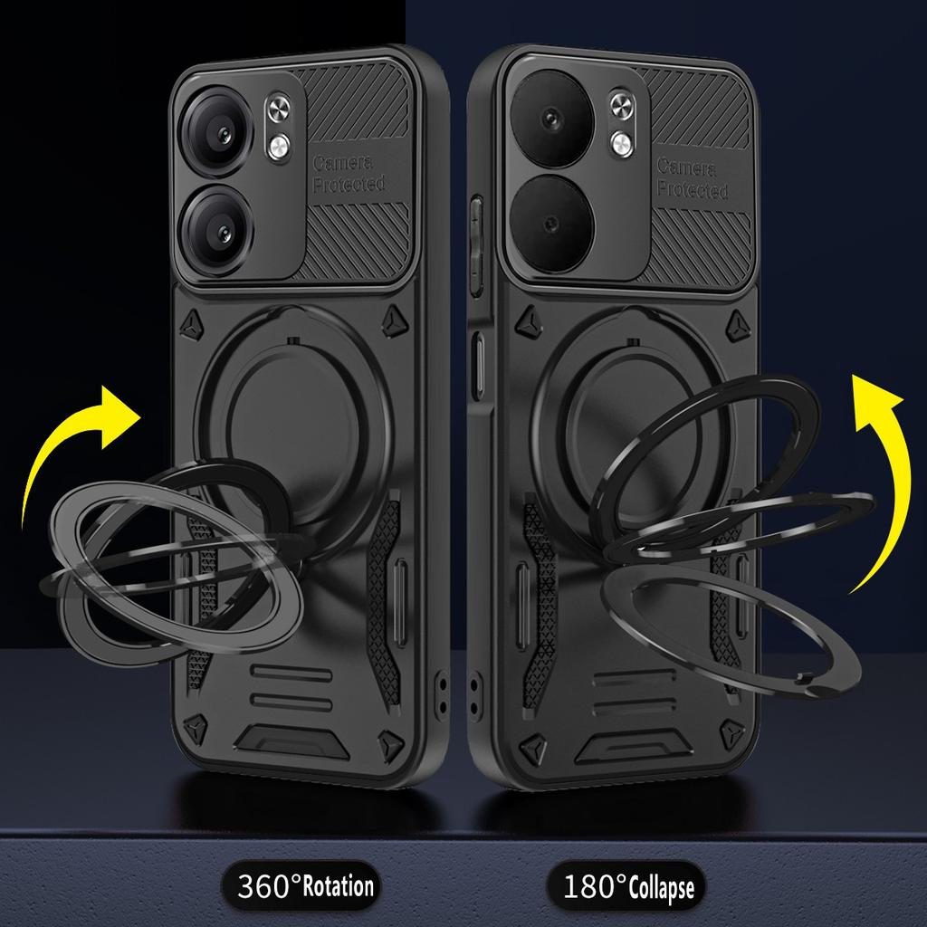 For Oppo A5x 5G Magnetic Case Shockproof TPU + PC Phone Back Cover with Kickstand