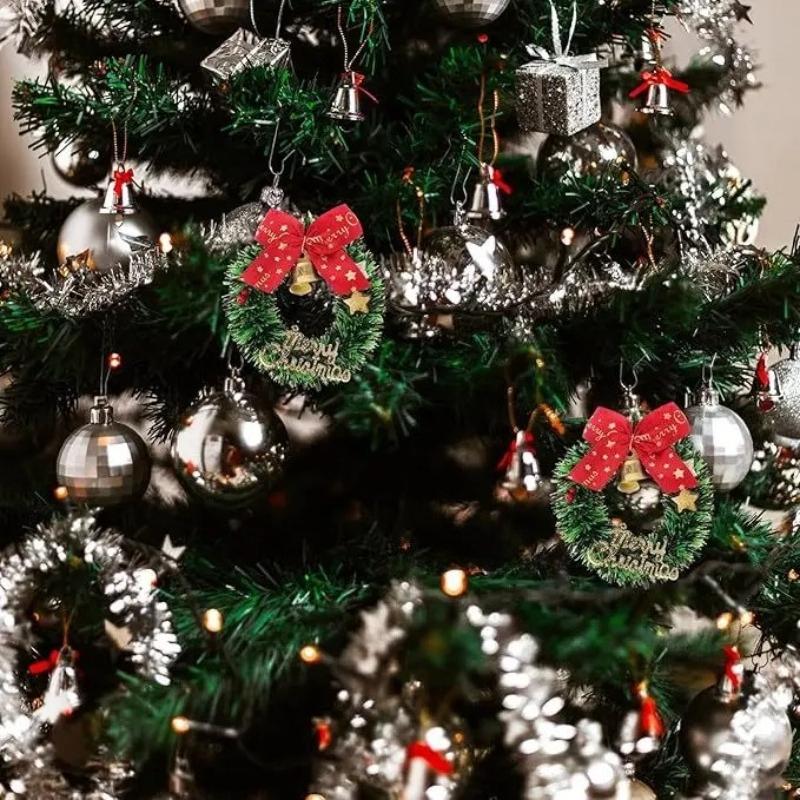 Мини Рождественские венки Кукольный домик Миниатюрный Декор Рождественской елки Гирлянда Венок Мини Ремесленные венки Зимние Снежные украшения