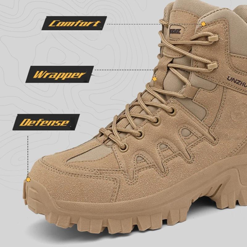 Men's High Top Boots Climbing Hiking Shoes Mens Desert Waterproof Work Safety Shoes Ankle Men Outdoor Boots