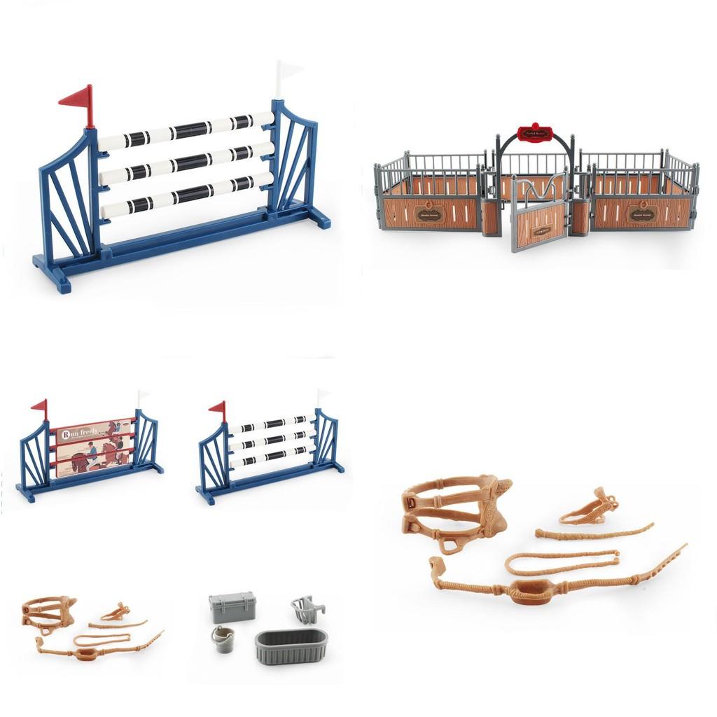 Realistic Plastic Farm Scene Decoration Set With Saddle Barn Pavilion Trough And Fence Models
