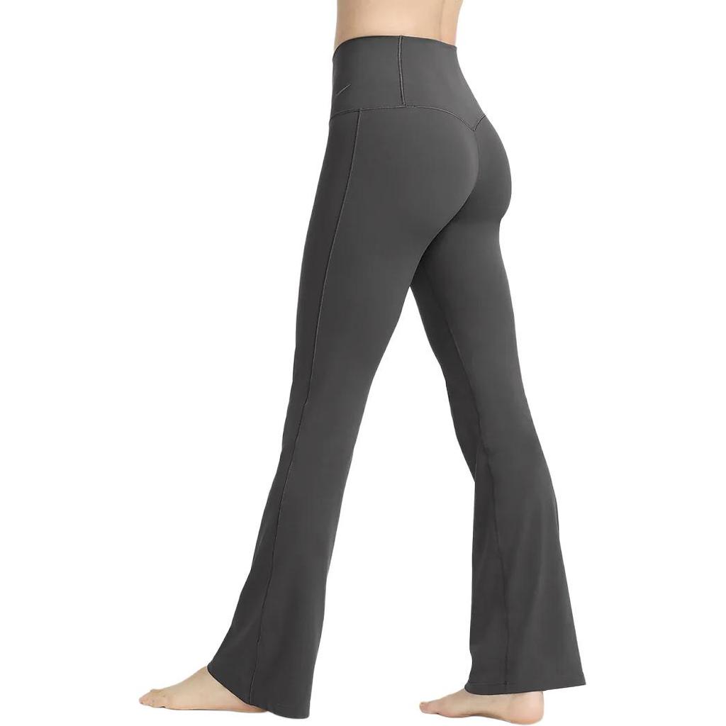 Nike Zenvy Простые однотонные брюки с логотипом, с высокой талией, быстросохнущие, с эффектом лифтинга ягодиц, расклешенные спортивные брюки женские, низ, средне-серый FV7922254