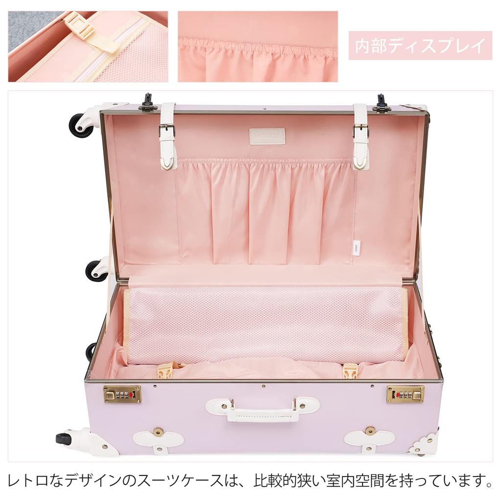 Cute Suitcase Classic Trunk Trunk Case Carry Case Cute for Girls and Women S Size [urecity] Carry-on (Light Purple, (34L/Carry-on))