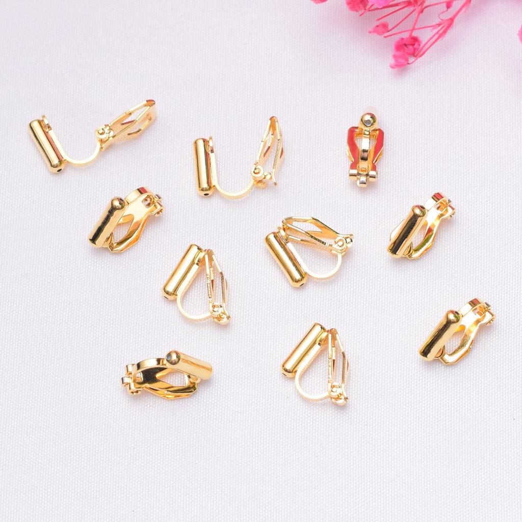 10pcs Color Retention 18K Bag, Gold Triangle Clip Ear Clip, No Ear Piercings Diy Handmade Stud, Painless Earclip Converter Material