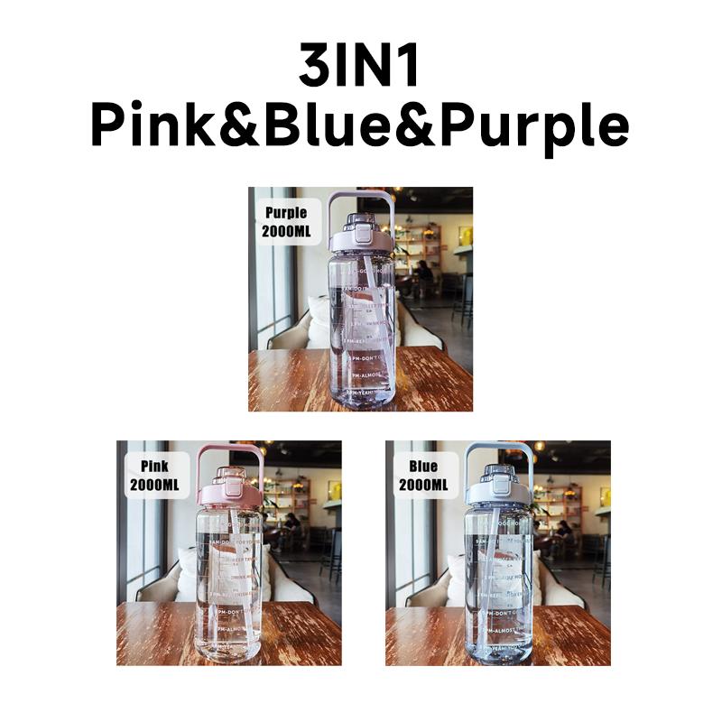 2 Liter Sports Water Bottle With Straw Men Women Fitness Water Bottles Outdoor Cold Water Bottlesc With Time Marker Drinkware