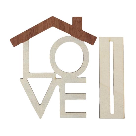 LOVE HOME Desktop Decoration with Base Room Home Office Living Wooden Table Centerpiece Hollow