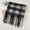 Korean version of scarf women's winter high-end mohair imitation cashmere plaid scarf thickened warm shawl student scarf