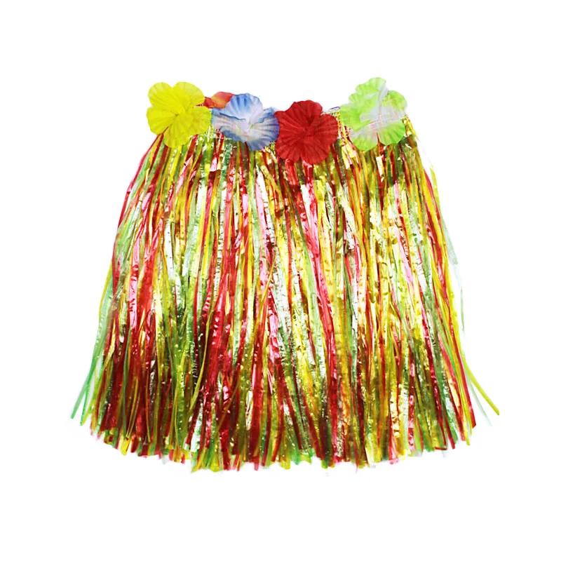 Взрослая Детская Гавайская Вечеринка Хула Гирлянда Травяная Юбка и Венок Пластиковые Волокна Платье Для Девочек Пляжный Танец Активность Выступление Реквизит