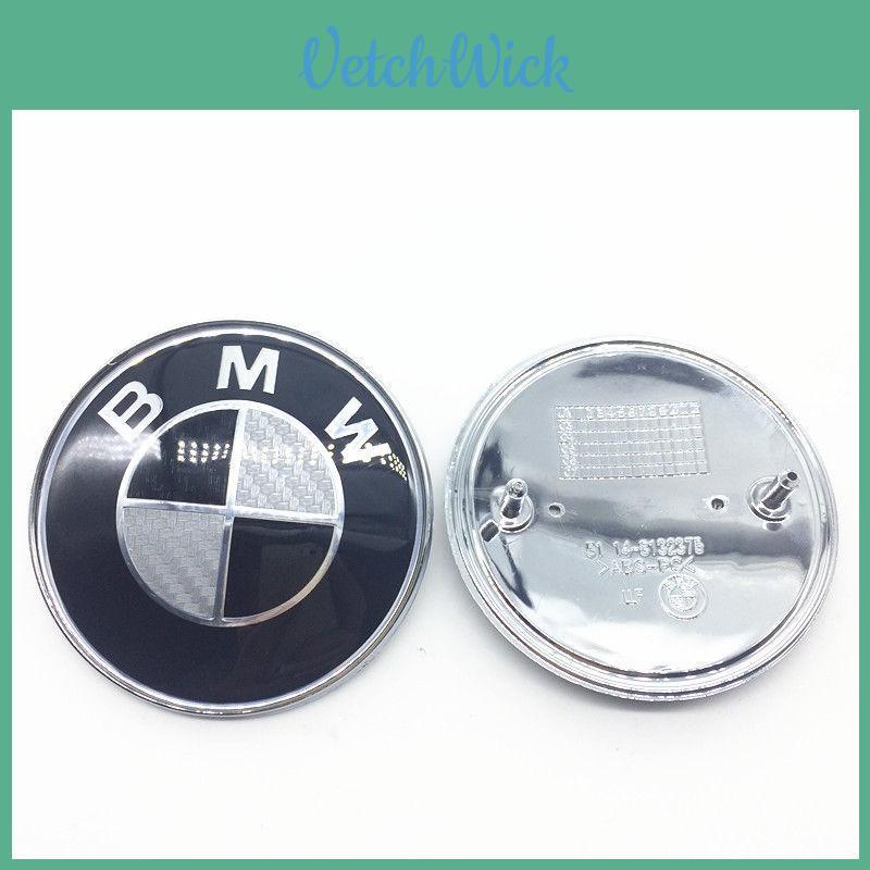 Logo Bmw For Real Carbon Fiber Black Silver 74mm Hood Trunk Badge Emblem