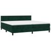 Box Spring Bed with Mattress & LED Dark Green 200x200 cm Velvet