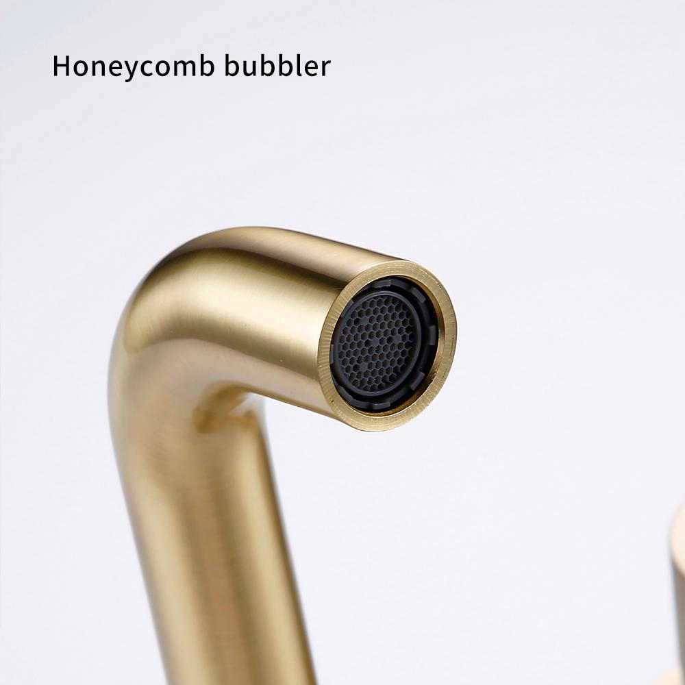 Смеситель для раковины ванной комнаты Bagnolux Brass Single Holder Control Double Hollow Brushed Gold с настенным креплением для горячей и холодной воды