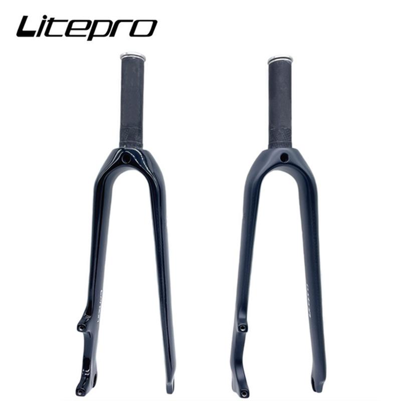 Litepro 20 22 дюйма Карбоновая Дисковая Тормозная Передняя Вилка Складного Велосипеда 406 451 100 мм Вилка M18*1.25