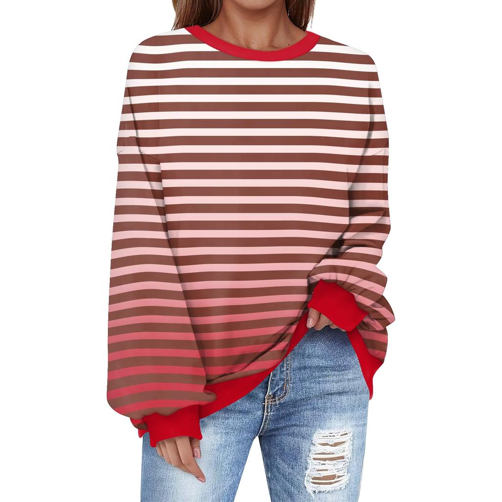 Толстовка большого размера для женщин с круглым вырезом и принтом, с длинным рукавом, толстовка