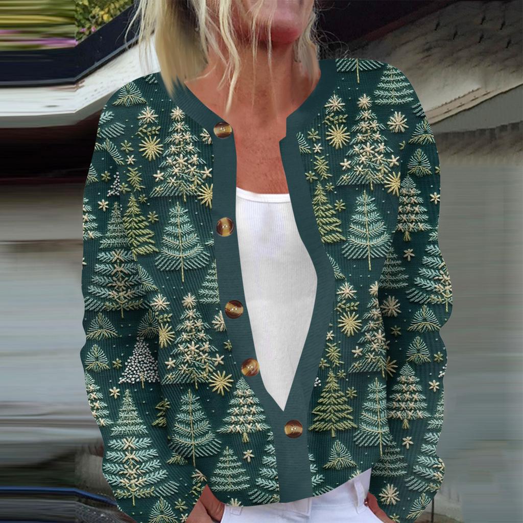 Женская мода с длинным рукавом, рождественский принт «Снеговик-снежинка», куртка, кардиган