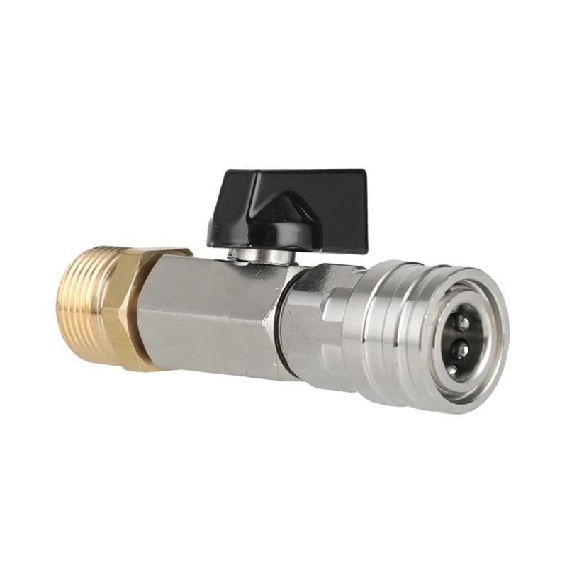 High Pressure Washer Ball Valve Kit 1/4 Inch Quick Connector And M22 14Mm For Power Washer Hose Switch On/Off
