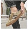 New Shoes for Men Genuine Leather Casual Shoes Fashion Striped Flat Skateboard Shoes Youth Trend Lace-up Sneaker